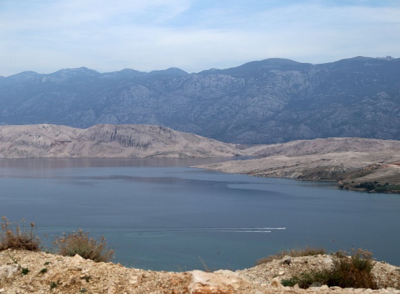 View of Pag Island and mainland Croatia